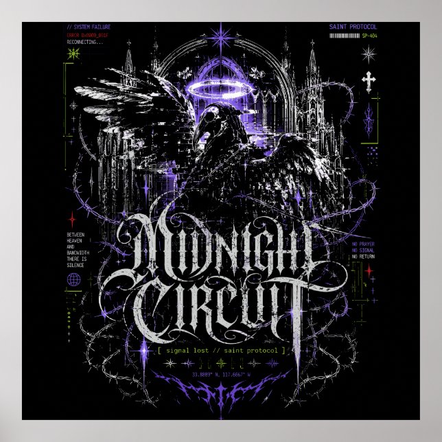 Midnight Circuit Gothic Cyberpunk Grafik Poster (Framsidan)