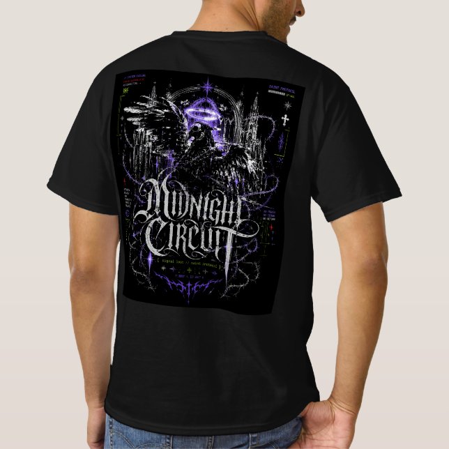 Midnight Circuit Gothic Cyberpunk Grafik T Shirt (Baksida)