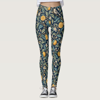 Midnight Citrus Botaniskt tryck i hela mönstret Le Leggings