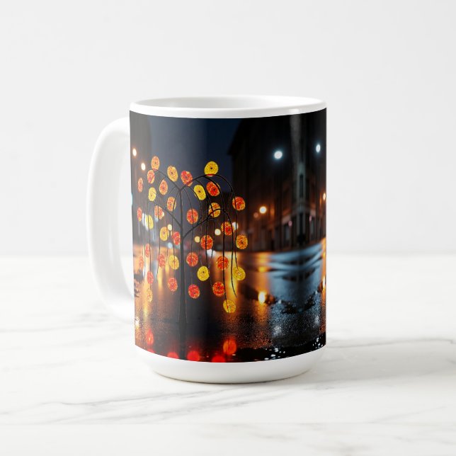 Midnight City Bokeh Kaffemugg (Framsida vänster)