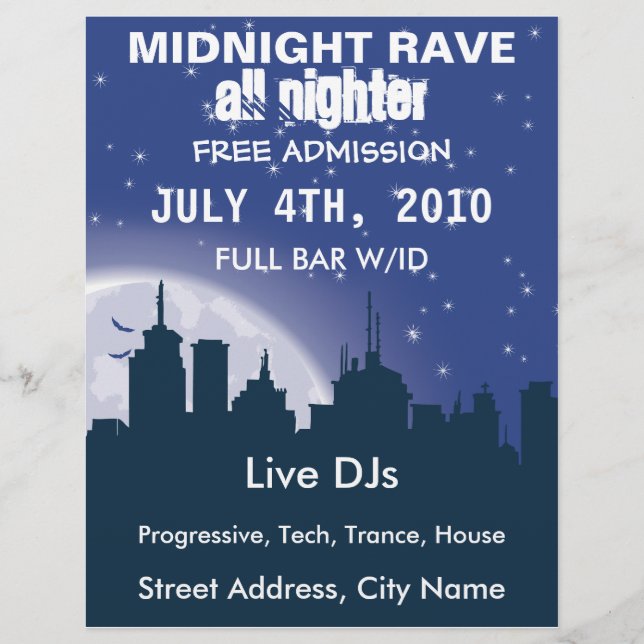 Midnight City Rave Flyer (Framsidan)