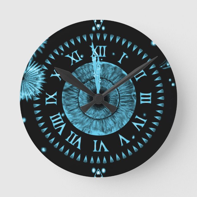 Midnight Clock Light Blue Rund Klocka (Framsida)