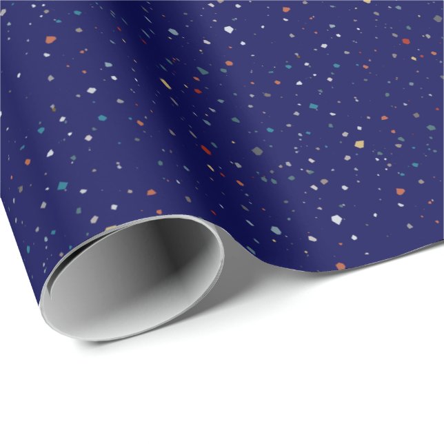 Midnight Confetti Splatter Gift Wrap Presentpapper (Rullad Hörn)