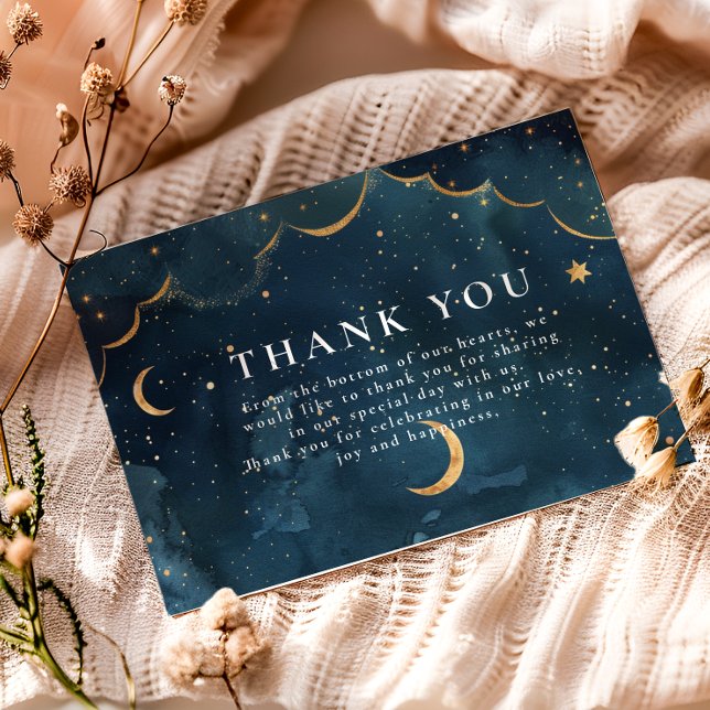 Midnight Constellation Floral Wedding Tack Kort (Skapare uppladdad)
