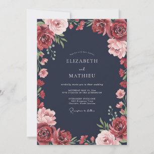 Midnight Crimson Ranunculus Dusty Eucalyptus Bröll Inbjudningar