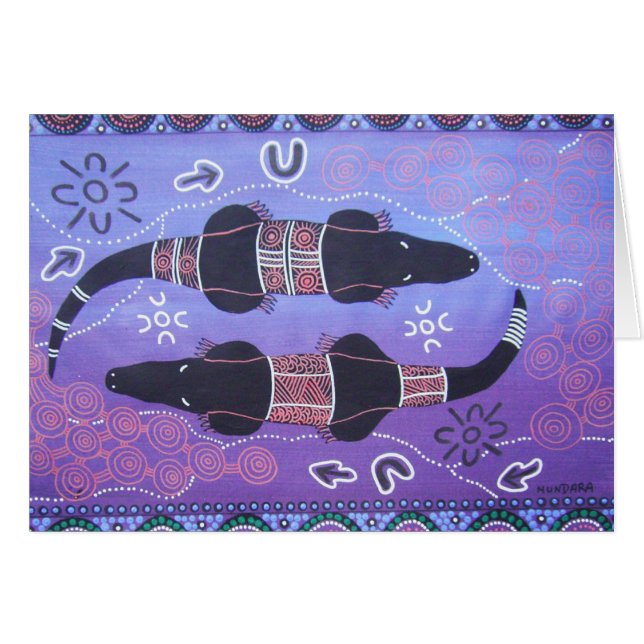 Midnight Crocodile Dreaming Card Hälsningskort (Framsidan Horizontal)
