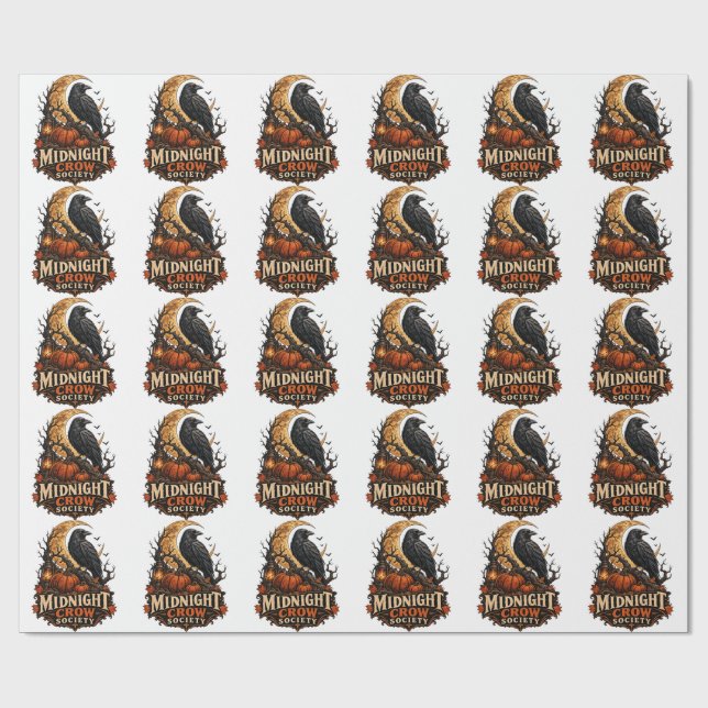 Midnight Crow Society Gotisk Halloween Korp Presentpapper (Platt)