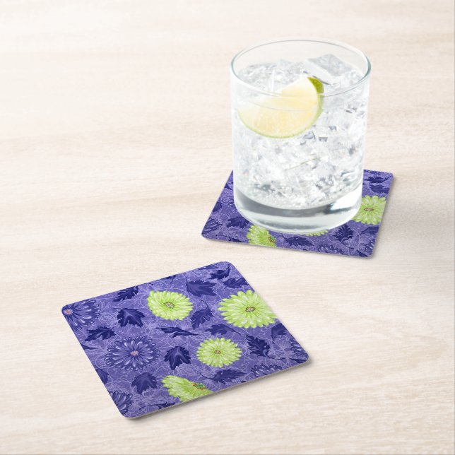 Midnight Daisy Garden Underlägg Papper Kvadrat (Insitu)