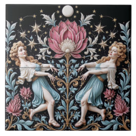 Midnight Dance Around the Pink Lotus Kakelplatta