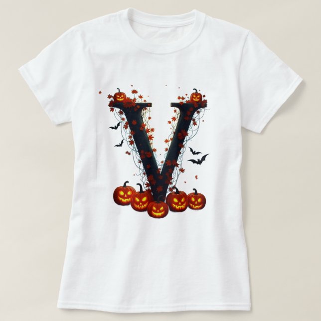 Midnight Design med V bokstav  T Shirt (Design framsida)