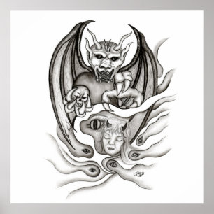 Midnight Dream - Djävulen i Tattoo-stil Poster