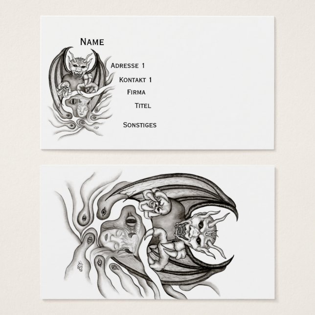 Midnight Dream - Djävulen i Tattoo-stil Visitkort (Framsida & baksida)