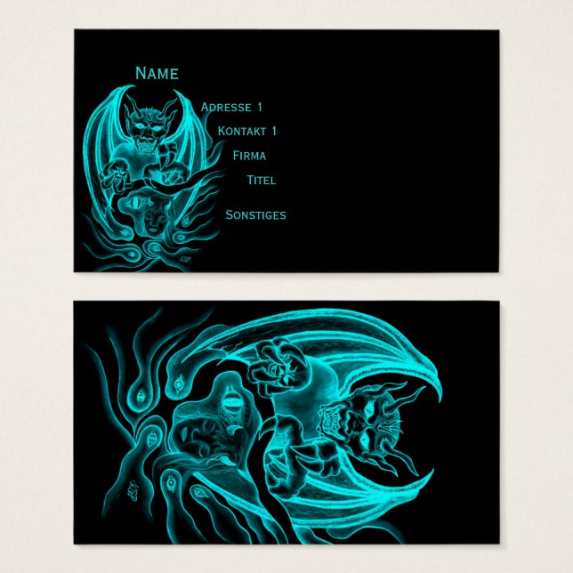 Midnight Dream - Djävulen i Tattoo-stil Visitkort (Framsida & baksida)