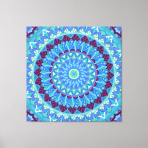 Midnight Dreams Mandala Blå Boho Canvastryck