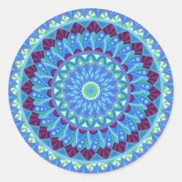 Midnight Dreams Mandala Blå Boho Estetik Runt Klistermärke