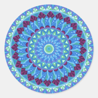 Midnight Dreams Mandala Blå Boho Estetik Runt Klistermärke