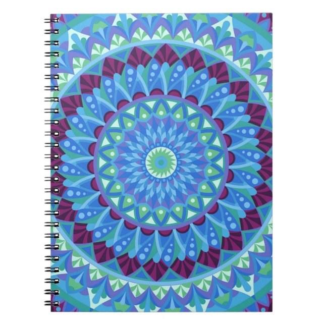 Midnight Dreams Mandala Boho Meditation Blå Anteckningsbok (Framsidan)