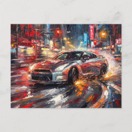 Midnight Drift Symphony – Impasto Oljemålning #1 Vykort