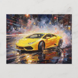 Midnight Drift Symphony – Impasto Oljemålning #3 Vykort