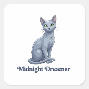 Midnight Drömmare Celestial Katt Fyrkantigt Klistermärke