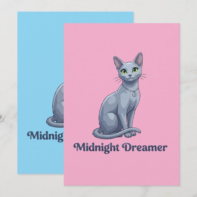 Midnight Drömmare Celestial Katt Julkort (Fram/baksida)