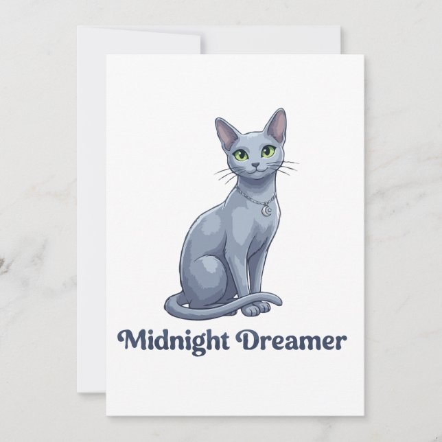 Midnight Drömmare Celestial Katt Tack Kort (Framsida)