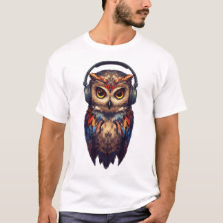 Midnight Echo – Abstrakt Uggla med Själ T Shirt