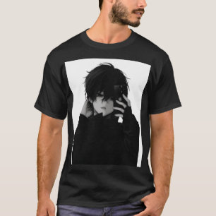 Midnight-Emo Anime Pojke - Mörk Estetisk Streetwea T Shirt