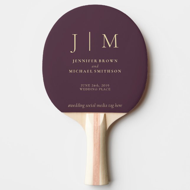 Midnight Fig Champagne Formal Simple Fun Wedding Pingisracket (Framsidan)