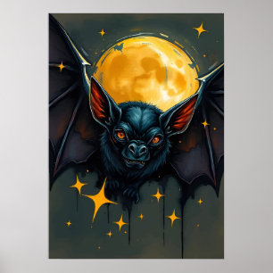 Midnight Fladdermus & Full Moon - Nocvändal Animal Poster