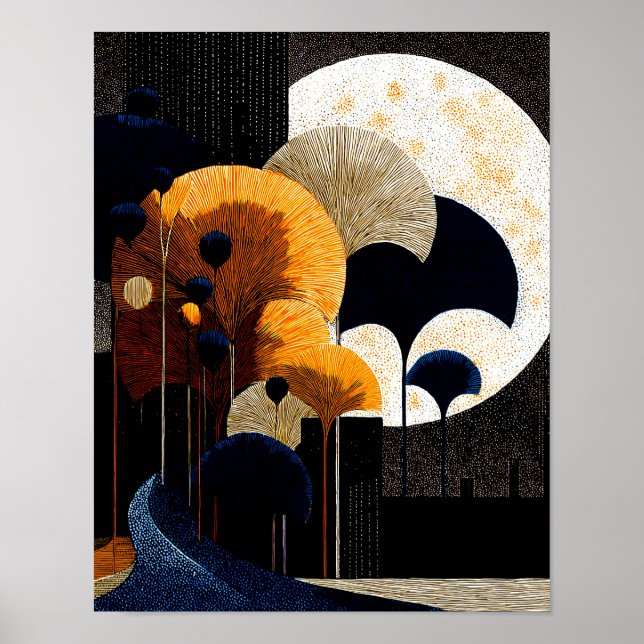 Midnight Forest #15 - 4x5 Digital nedladdning Poster (Framsidan)