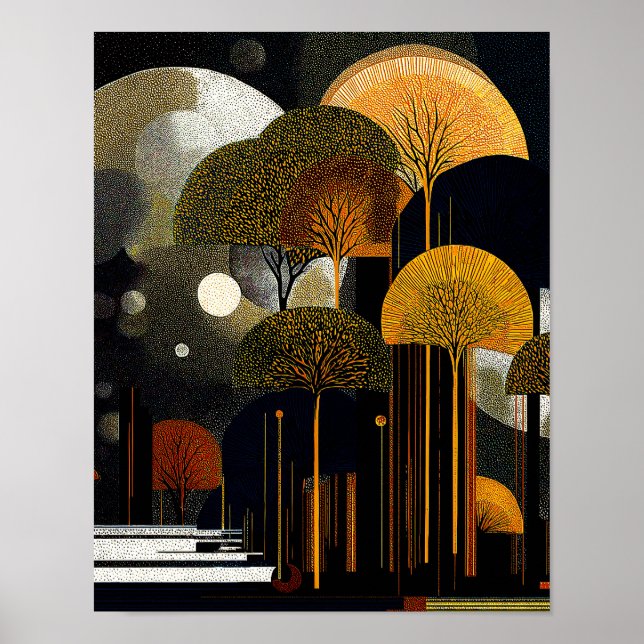 Midnight Forest #4 - 4x5 Digital nedladdning Poster (Framsidan)