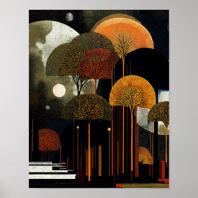 Midnight Forest #8 - 4x5 Digital nedladdning Poster (Framsidan)