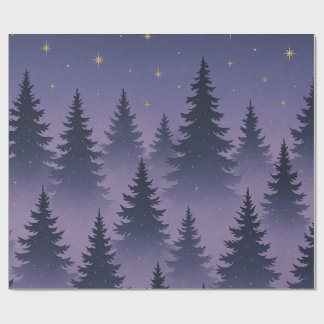 Midnight Forest Wrapping Paper – Starry Night Pine Presentpapper
