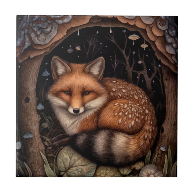 Midnight Fox Keramisk Kakel (Framsidan)