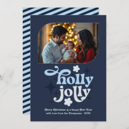 Midnight Frost Modern Blue Christmas Photo Julkort