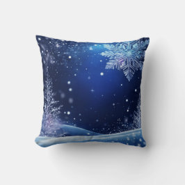 Midnight Frost Sparkling Snöflingor Kudde