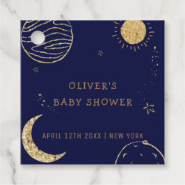 Midnight Galaxy Måne Star Boy Shower Gåvor Etiketter