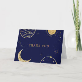 Midnight Galaxy Måne Star Boy Shower Tack Kort