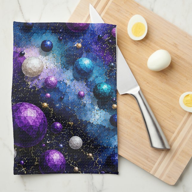 Midnight Galaxy Poly Bubblor  Kökshandduk (Vikt i Fjärdedel)