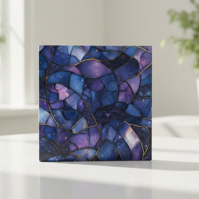 Midnight Galaxy Stained Glass Mosaic Kakelplatta (Skapare uppladdad)
