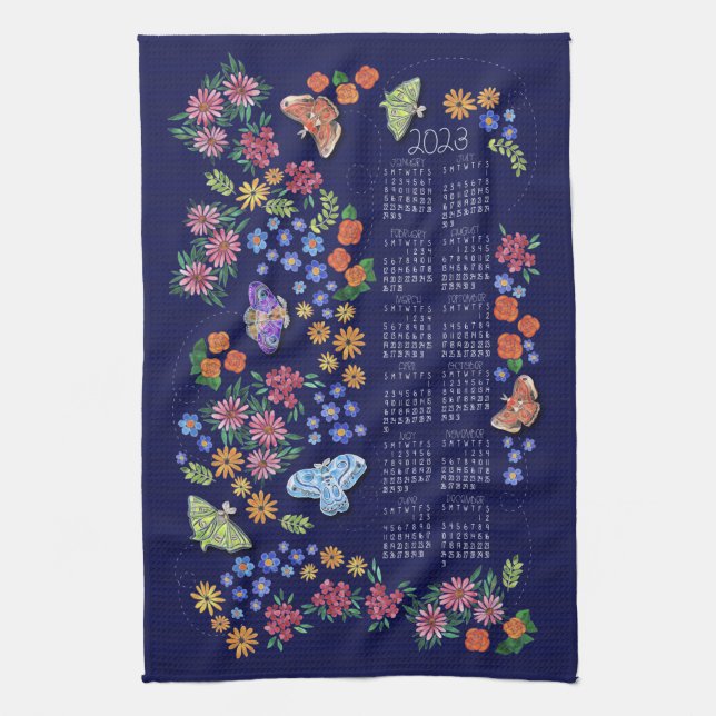 Midnight Garden Calendar Towel Kökshandduk (Vertikal)