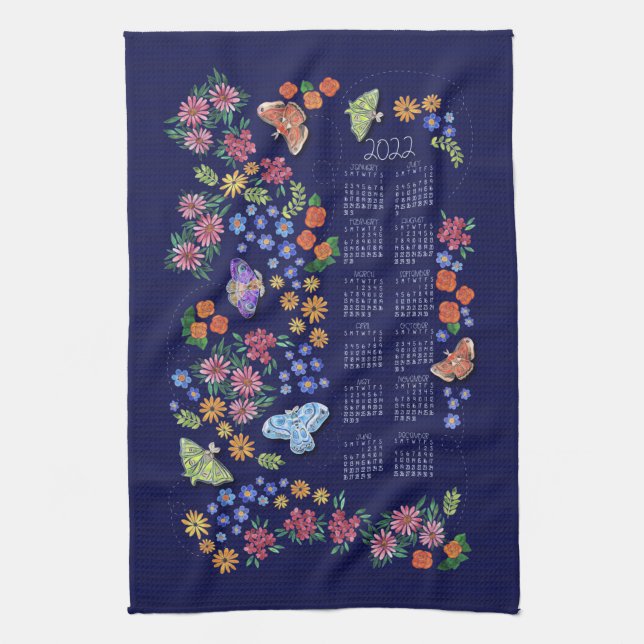 Midnight Garden Calendar Towel Kökshandduk (Vertikal)
