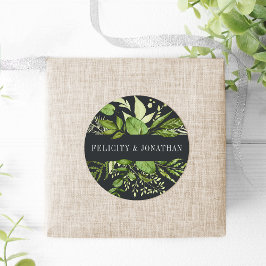 Midnight Garden | Grönt Botaniskt Bröllop Runt Klistermärke