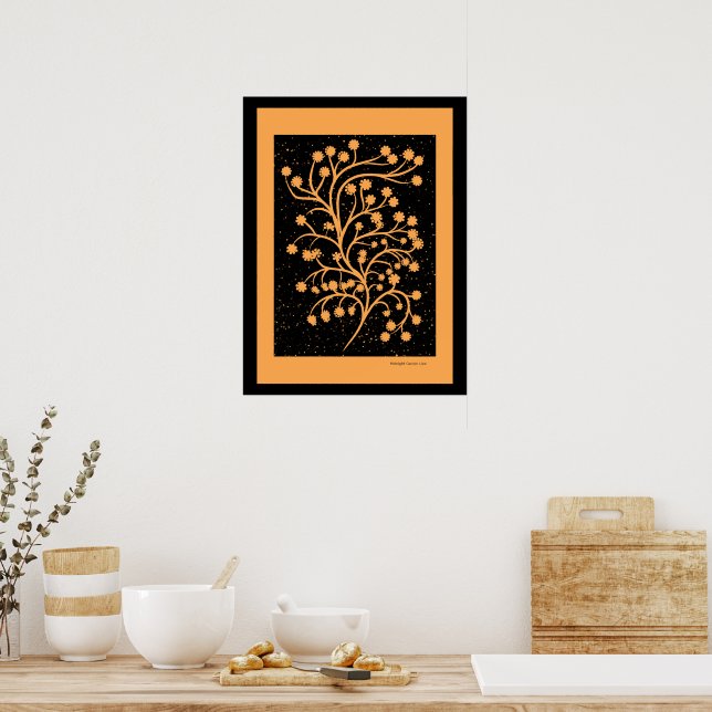 Midnight Garden Line Golden Amber Poster (Kök)