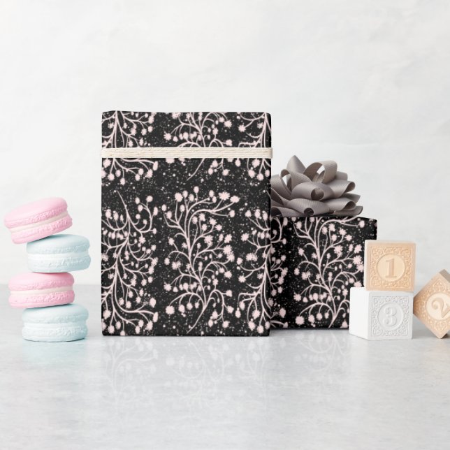 Midnight Garden Line Mjuk Rosa Presentpapper (Baby Shower)