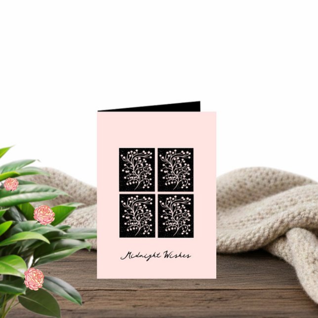 Midnight Garden Line Soft Pink Birthday Kort (Skapare uppladdad)