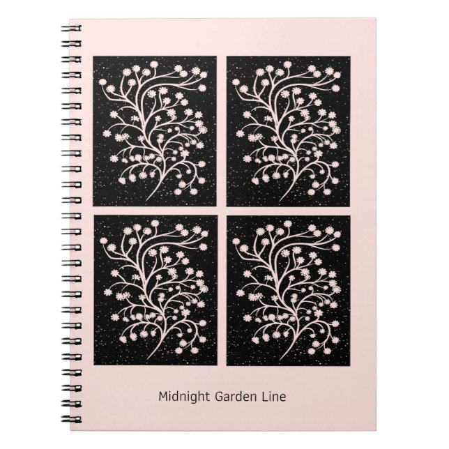 Midnight Garden Line Soft Rosa Anteckningsbok (Framsidan)