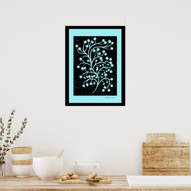 Midnight Garden Line Turquoise Mist    Poster (Kök)