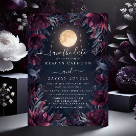 Midnight Garden Måne Bröllop spara datum Card Inbjudningar